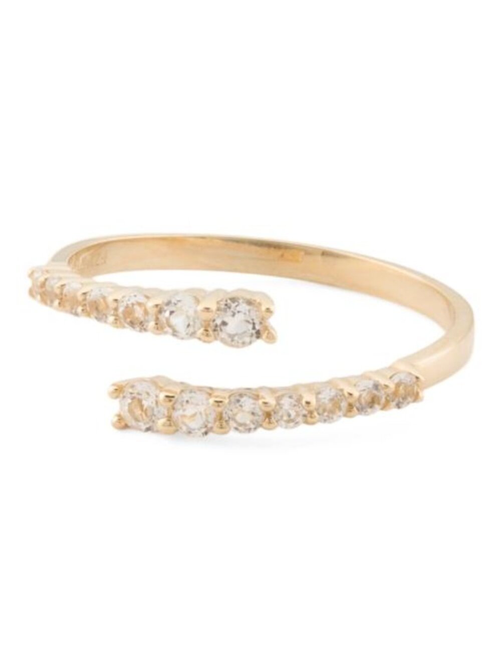 GEMOLIO 10kt Gold Bypass White Topaz Ring